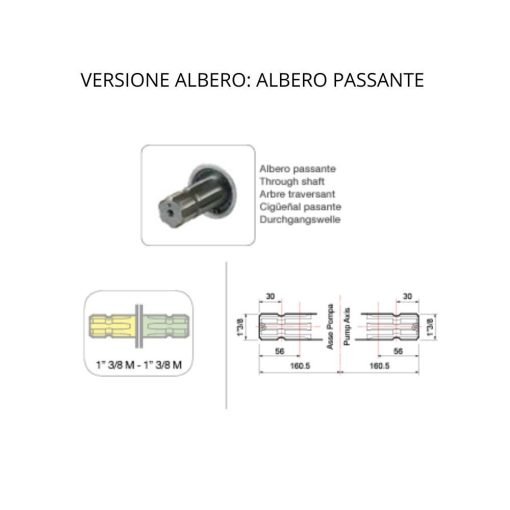 Pompa diserbo BP 151K con albero passante 1” 3/8 M - 1” 3/8 M Comet