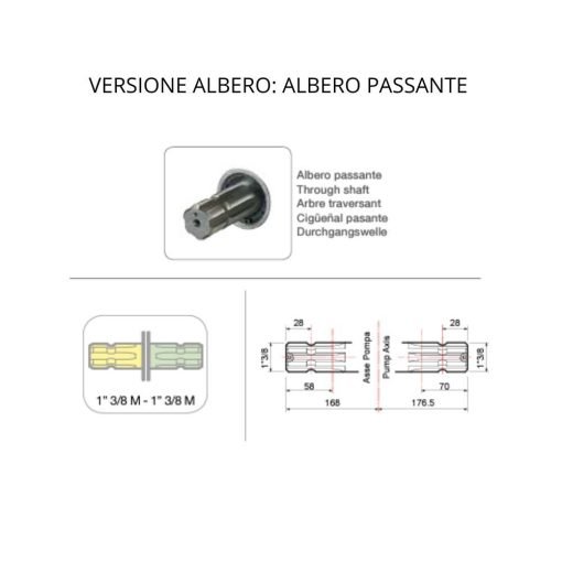 Pompa diserbo APS 51 con albero passante Maschio-Maschio 1” 3/8 Comet