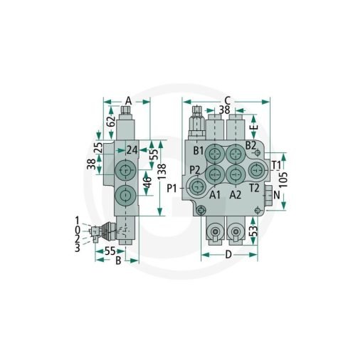 Distributore 1/2" 4 Leve Doppio Effetto 80lt/min Granit