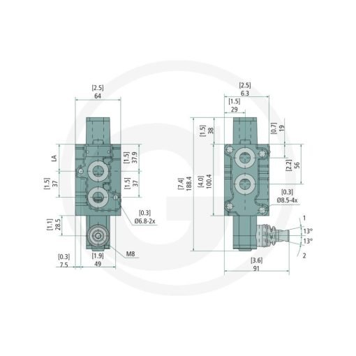 Deviatore 6 vie Valvole azione manuale 3/8" Doppio Effetto Granit 87001758