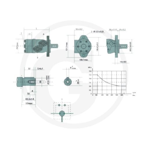 Motore idraulico orbitale BMP 125 cc D.25mm 1/2" Granit