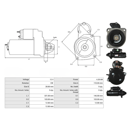 Motorino avviamento per New Holland Case IH 5801441814