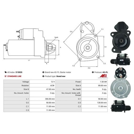 Motorino avviamento rigenerato 12V CNH 104191A1R