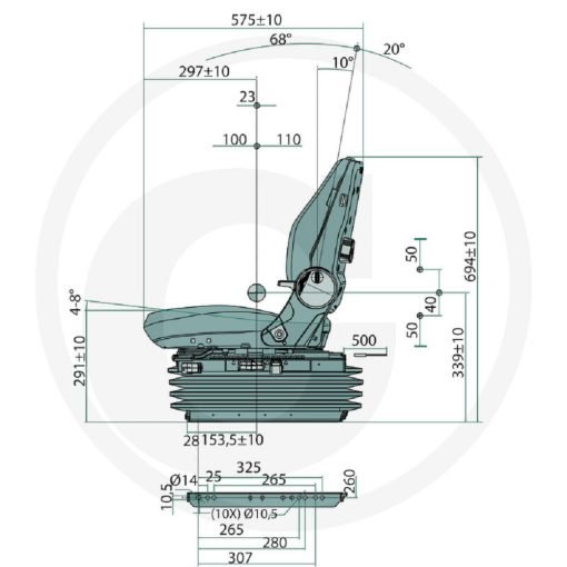 Sedile PROBOSS AS2480 con Sospensione pneumatica Compatibile Claas