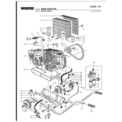 Motocompressore DSB 22/510 Motore Loncin Doppia Bombola Wortex