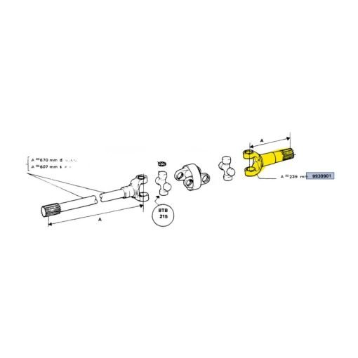 Albero forcella per Fiat 90-90DT 9930901