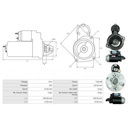 MOTORINO AVVIAMENTO 24V PER AUTOCARRO FIAT 615 OM 312