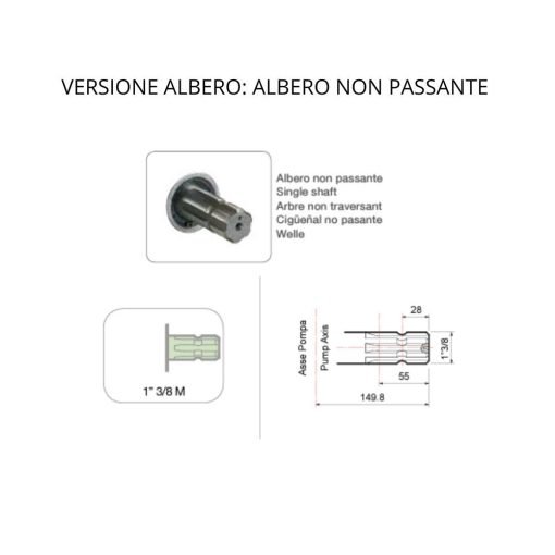 Pompa BP 135 con albero non passante 1” 3/8 Maschio Comet