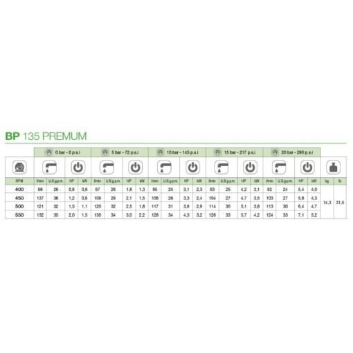 Pompa BP 135 con albero non passante 1” 3/8 Maschio Comet
