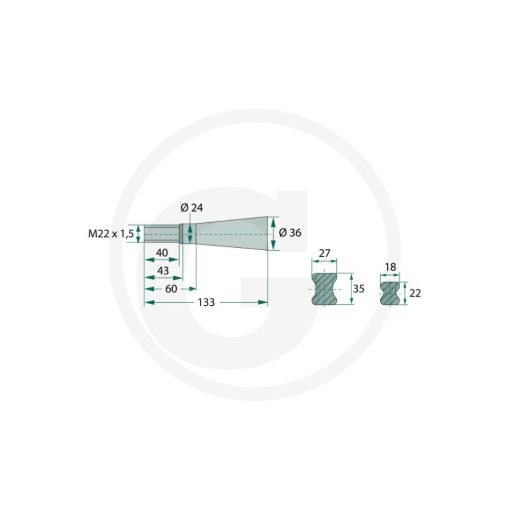 Dente per Forca Rotoballe 36 X 1400 Granit