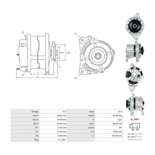 Alternatore 12V-33A