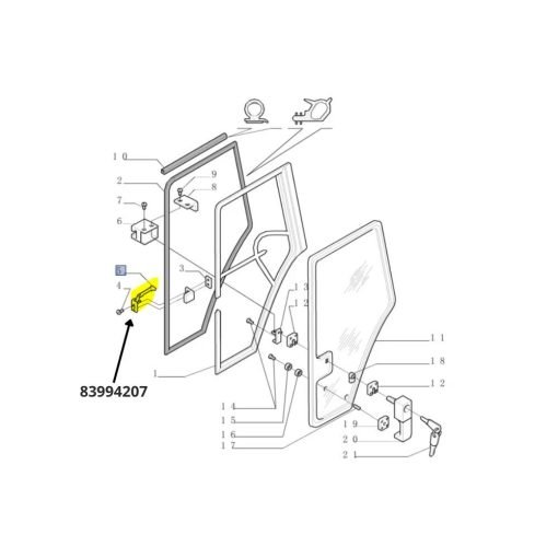 Chiusura a scatto maniglia compatibile New Holland 83994207