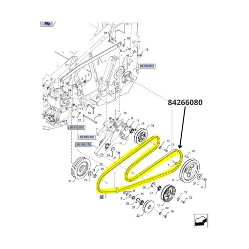 Cinghia trasmissione V-Belt per barra di taglio 84266080