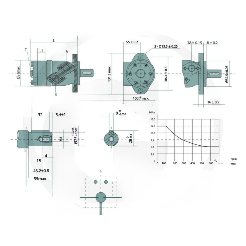 Motore idraulico orbitale BMP 250 cc D.25mm 1/2" Granit