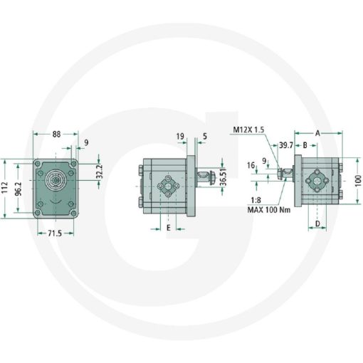 MOTORE IDRAULICO REVERSIBILE ALBERO CONICO 1:8 GRUPPO 2