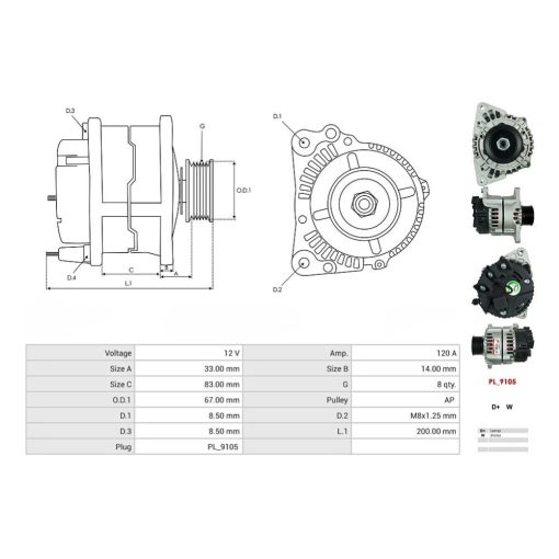 Alternatore 12V per New Holland Case IH originale CNH 47744887