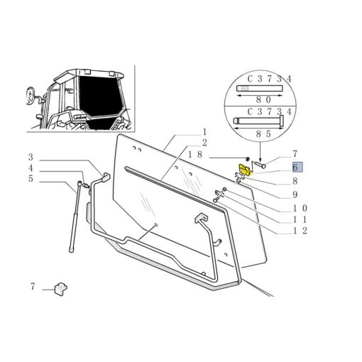 Cerniera chiusura lunotto posteriore Trattori Fiat New Holland Ford 82000317
