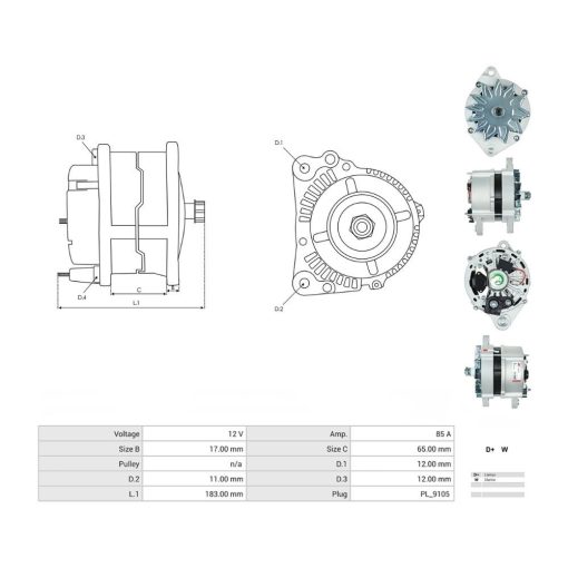 Alternatore 12V adattabile a Fiat 99448466