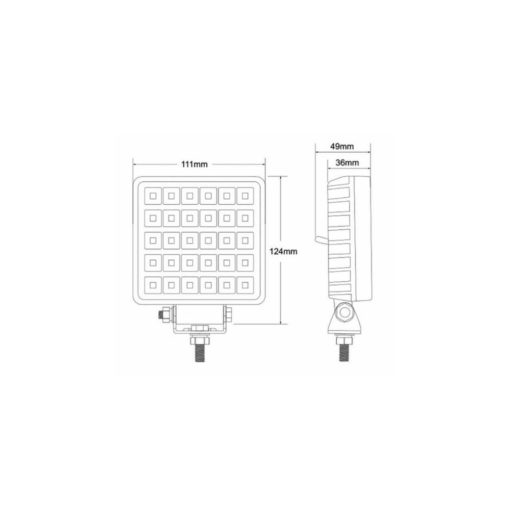 Faro LED universale da lavoro 3800Lm 26,3W Quadrato AMA 68050