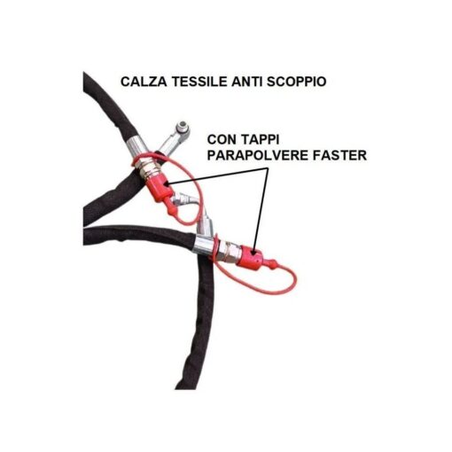 Coppia KIT TUBI Idraulici TERZO PUNTO Trattore 3/8 2SN CON CALZA ANTISCOPPIO - immagine 5