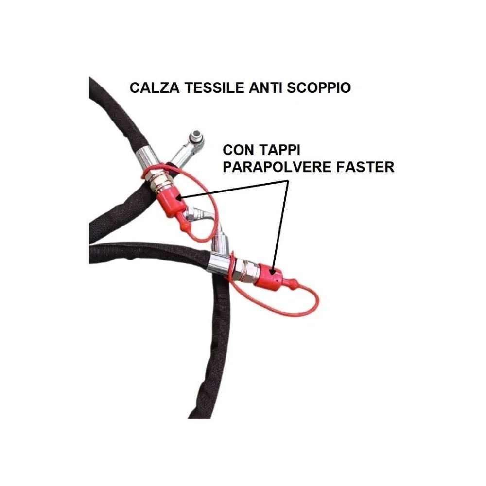 Coppia KIT TUBI Idraulici TERZO PUNTO Trattore 3/8 2SN CON CALZA ANTISCOPPIO - immagine 5