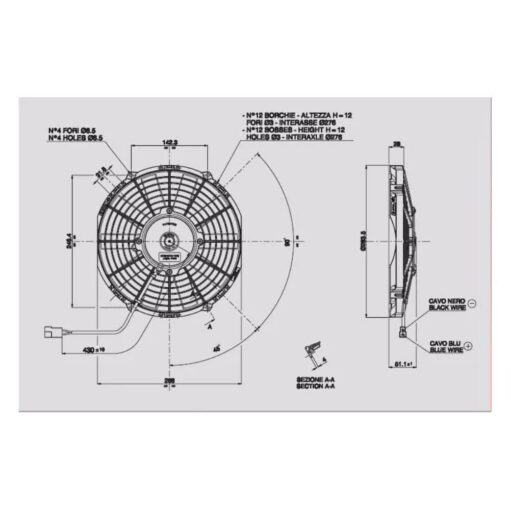Alternative view of SPAL Ventilatore Aspirante Ventola Assiale VA11-AP7/C-29A  12V Diametro 255mm