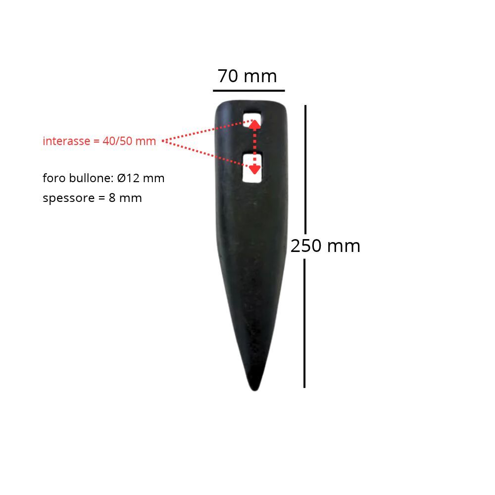 Vomere a Scalpello Asolato per Siciltiller 70x250 mm 2 Fori